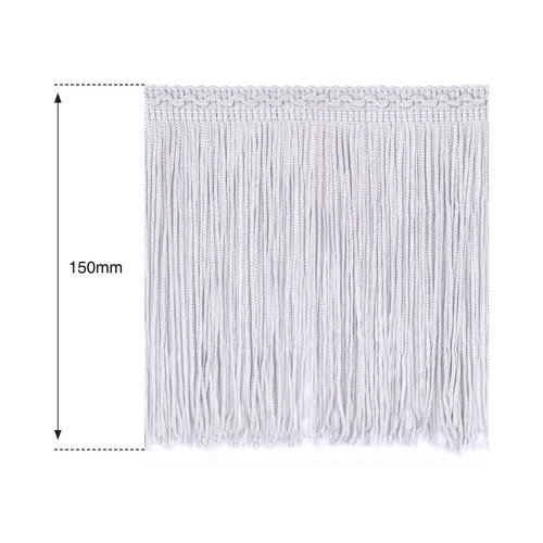 150mm Silver Silk Fringe